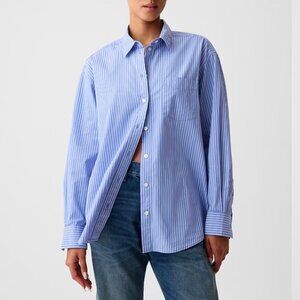 Gap Organic Cotton Big Shirt Blue Stripes - Large